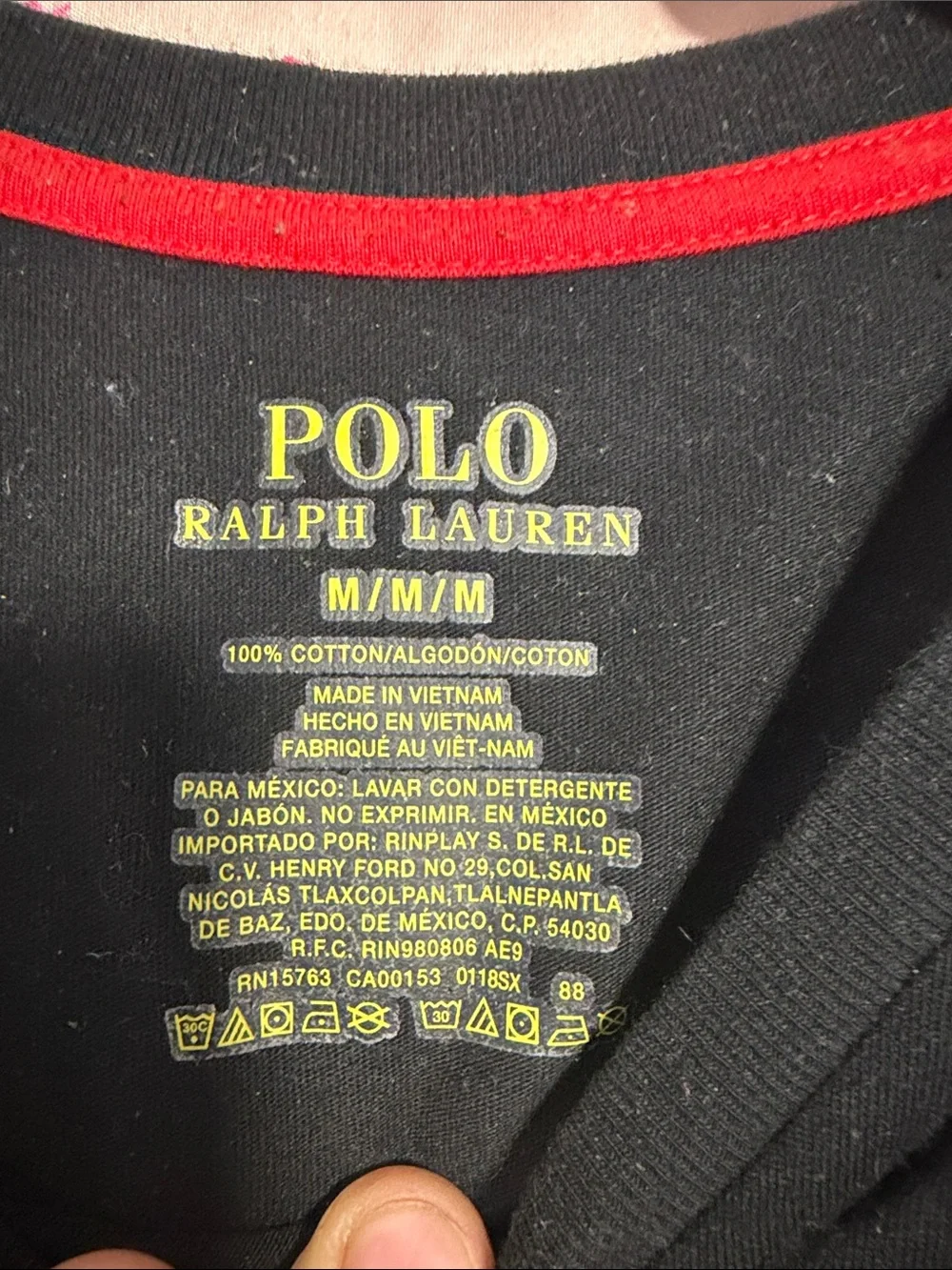 Polo by Ralph Lauren Black Long-Sleeve Kids Tee with Embroidered Bear